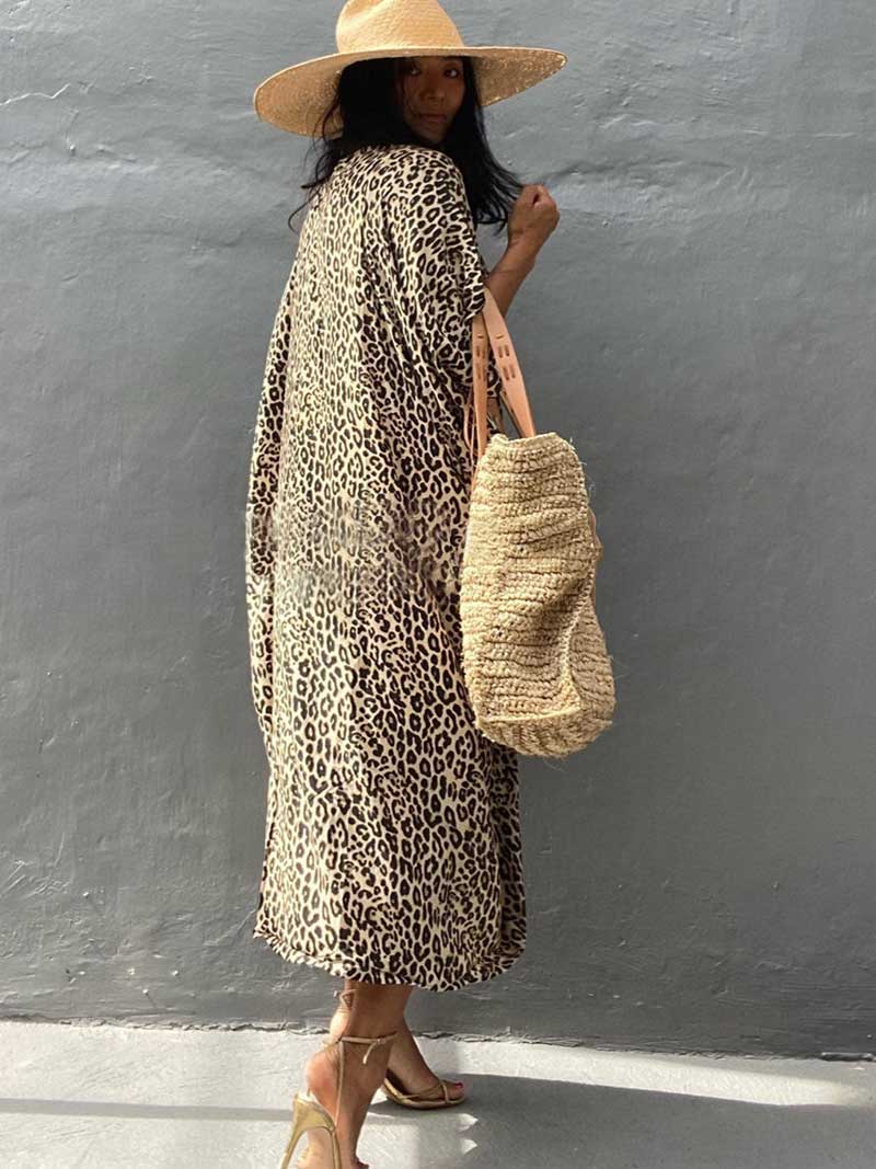 Tie-Dye Print Belted Short Sleeve Long Kimono Duster Robe 7