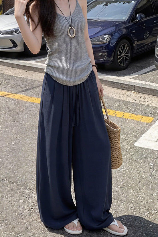 Linen Wide Leg High Waist Relaxed Pants