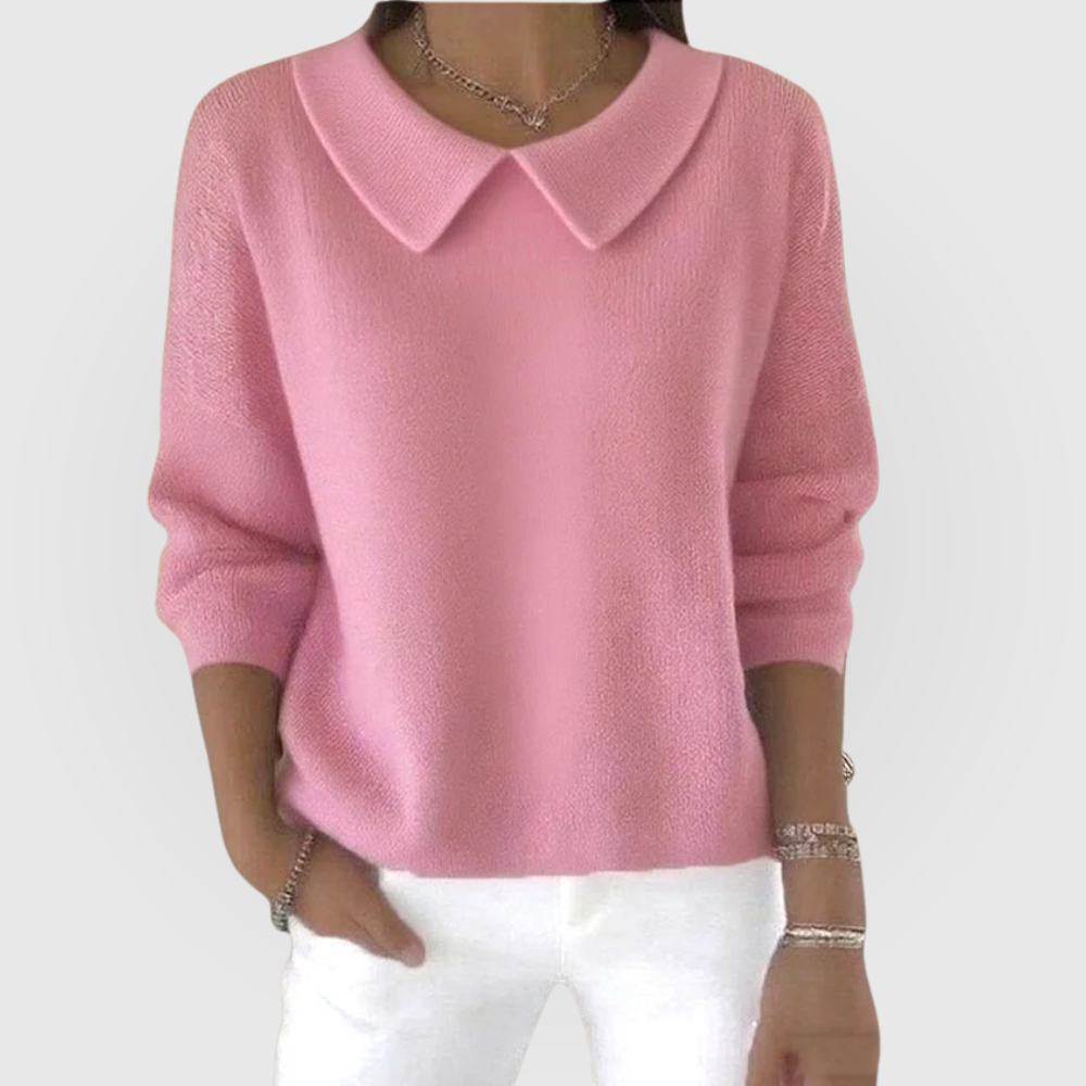 Doll Collar V-Neck Long Sleeve Knit Sweater