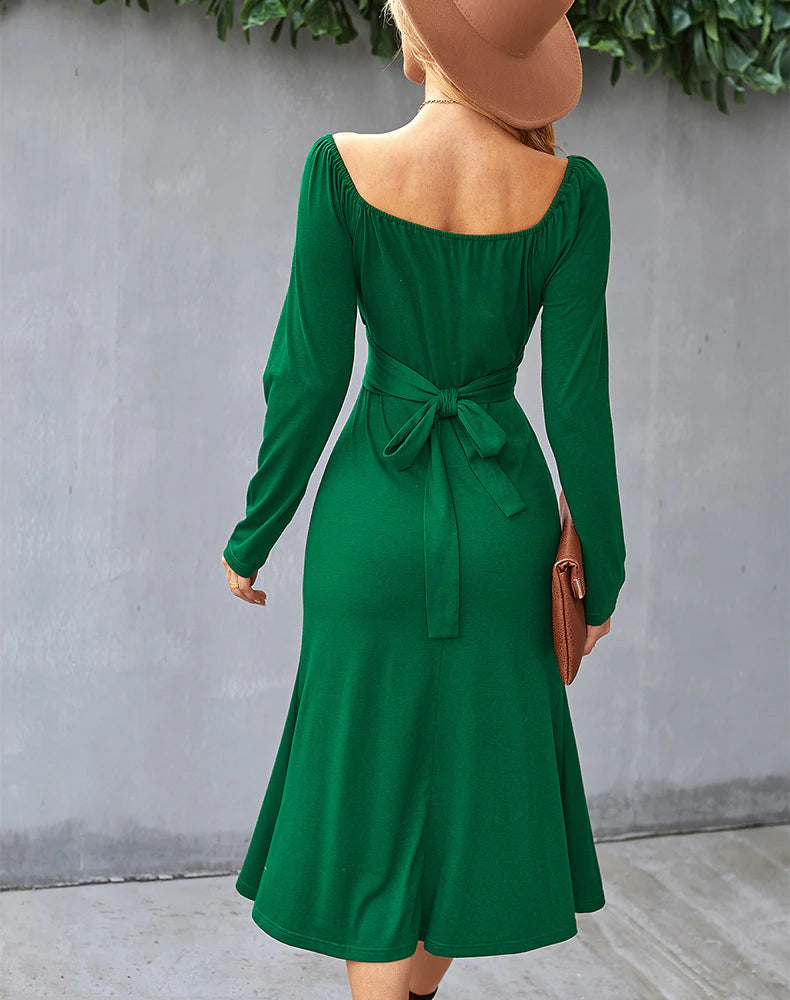 Romantic Dress - Solid Color Bottoming S / Black