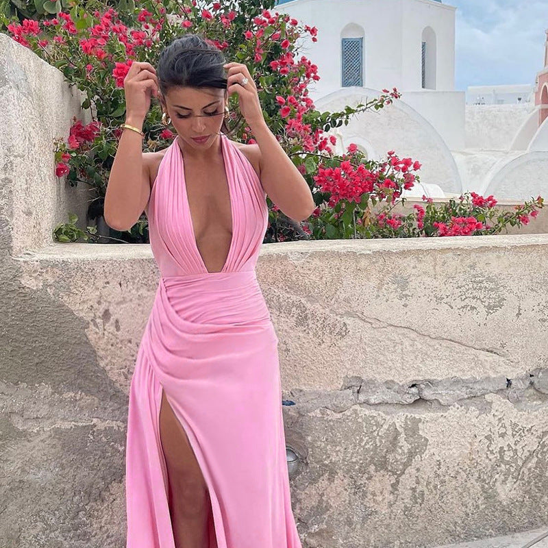 Rosier Slit Dress Pink