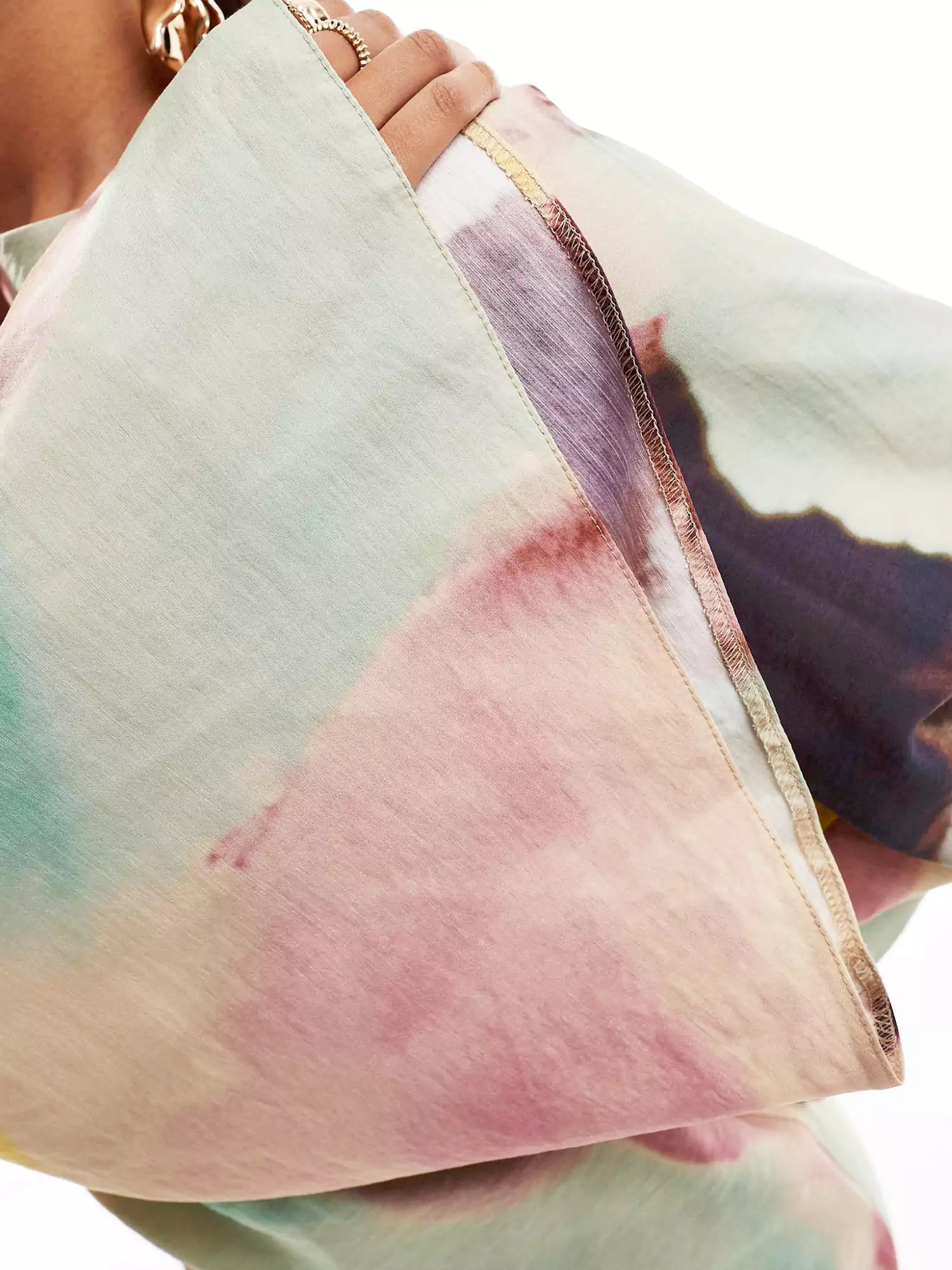 Abstract Watercolor Print Ultra - Long Dress