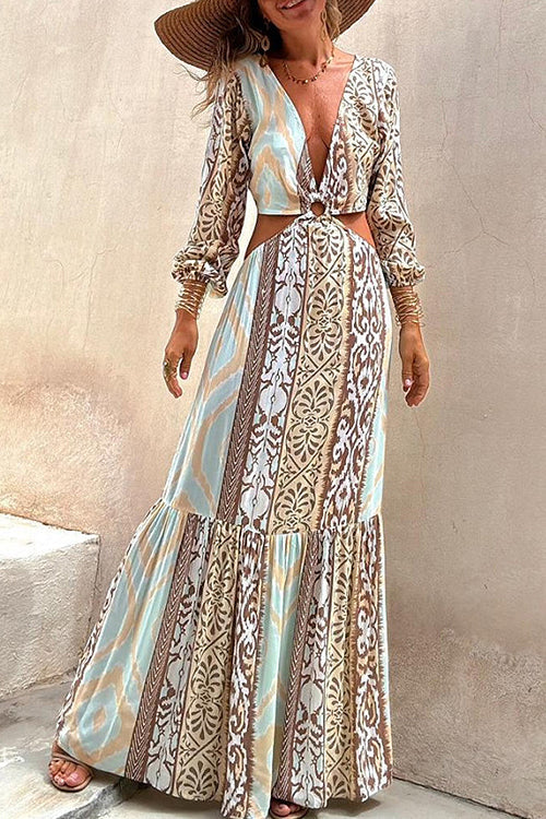 Silvana Printed Backless Maxi Dress