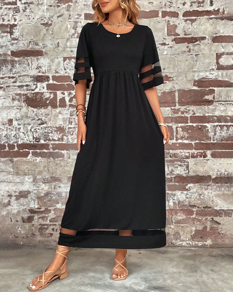 Violet Aesthetic Half Sleeve Maxi Dress Chic Silhouette Collection