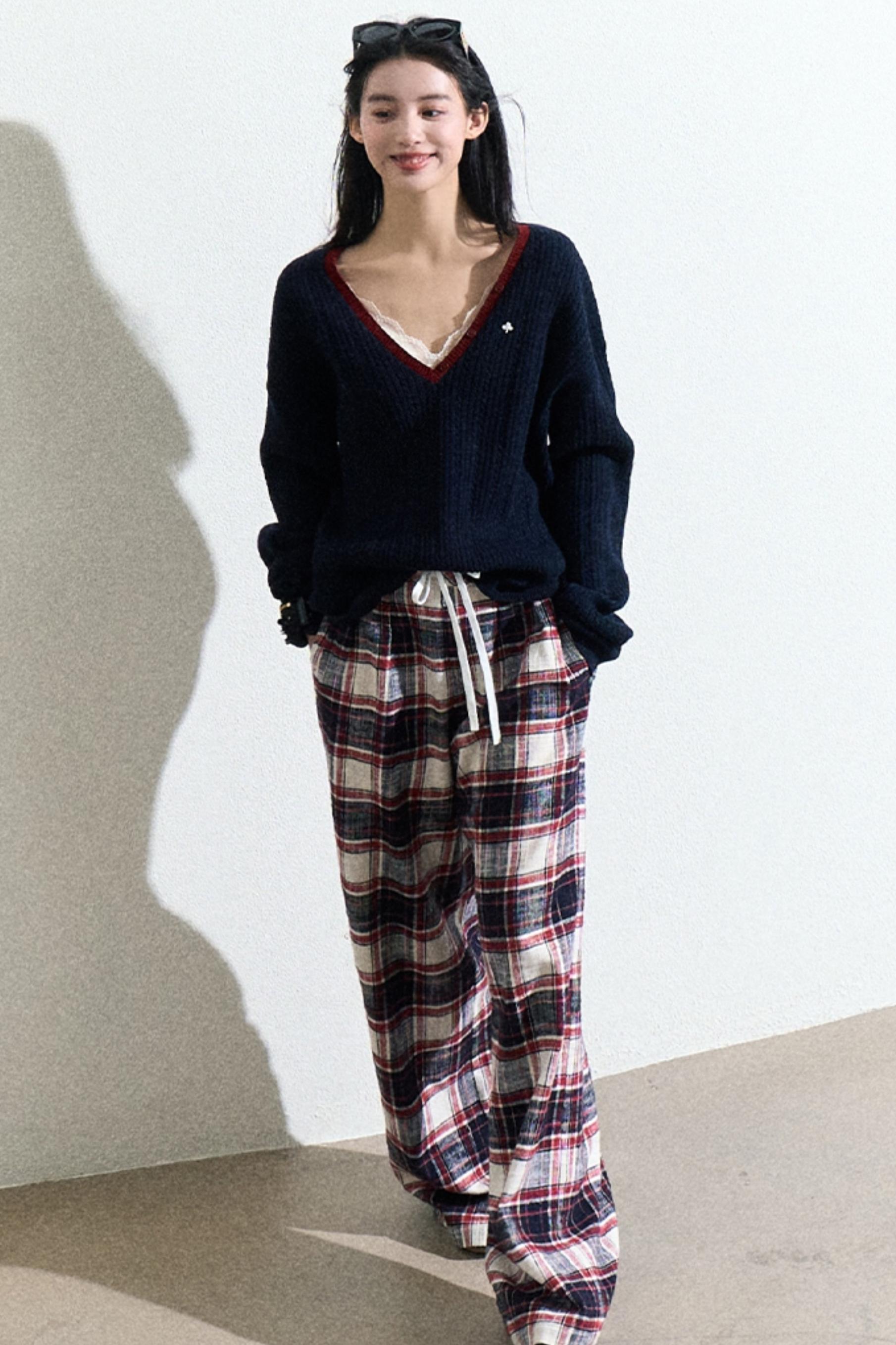Navy V-Neck Knit Cardigan
