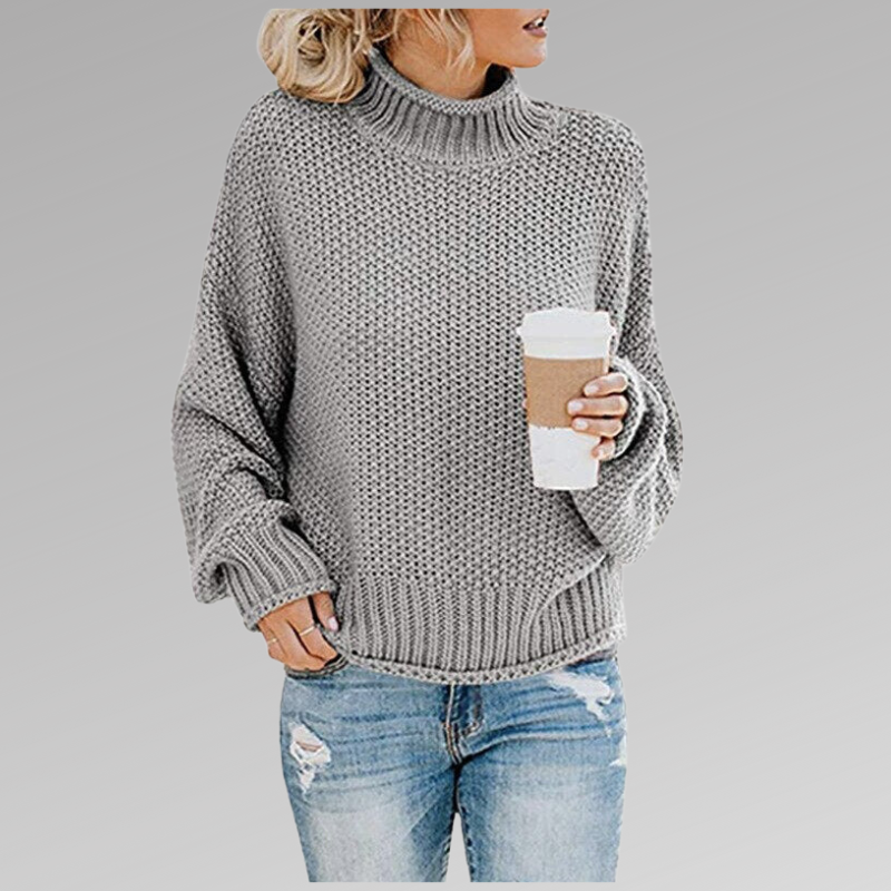 Turtleneck Chunky Knit Drop Shoulder Oversized Sweater