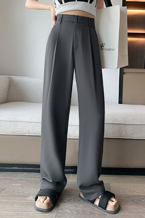 Fluid High Waist Narrow Wide Leg Straight Pants