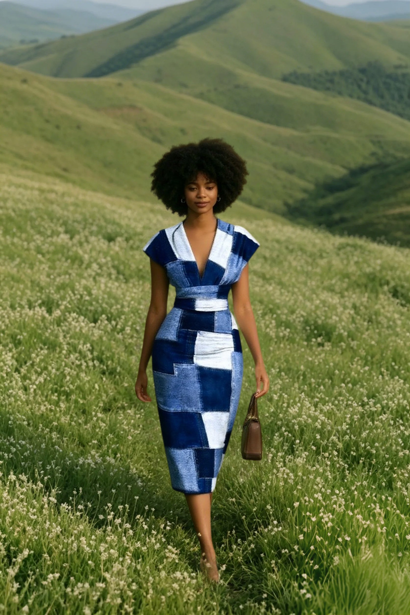 DressBetty - 2024 V Neck Sleeveless Wrap Dress Elegant Plaid Midi Dress