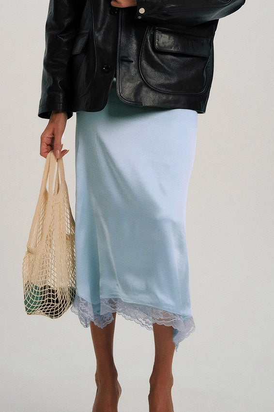 Lace Trim Asymmetric Skirt
