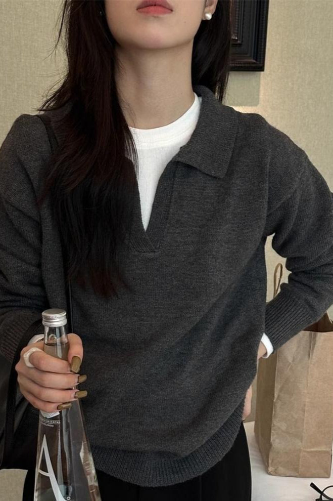 Slouchy Polo Style Sweater