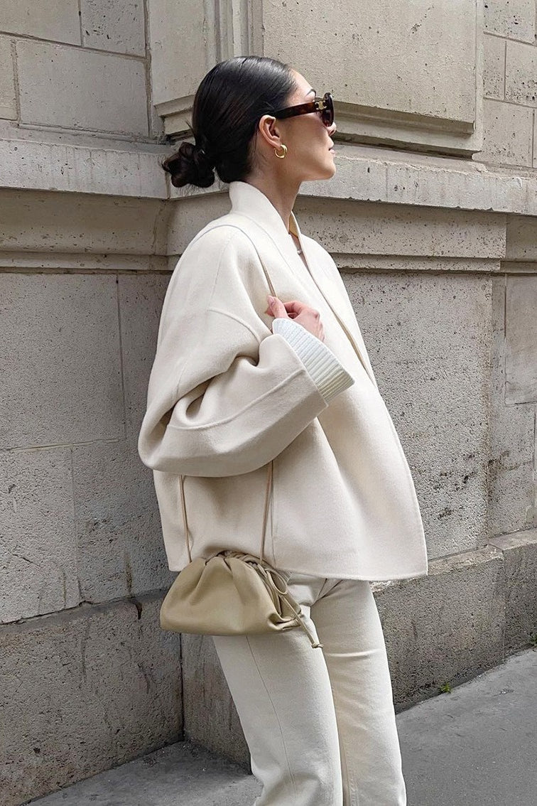 Oversized VNeck Wool Blend Coat