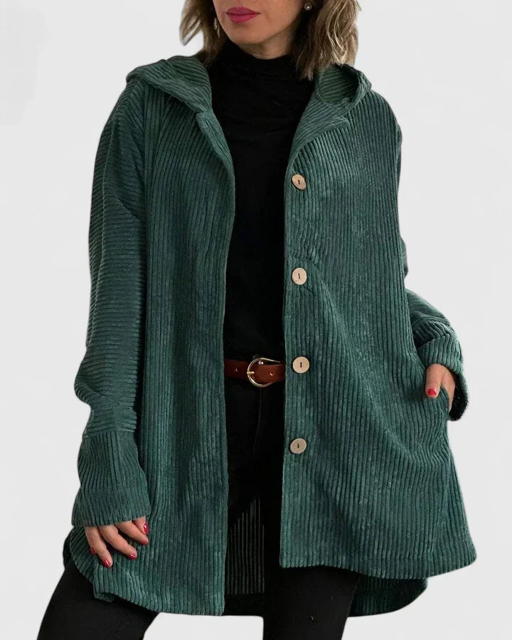 Hooded Corduroy Button Front Pocket Jacket 7