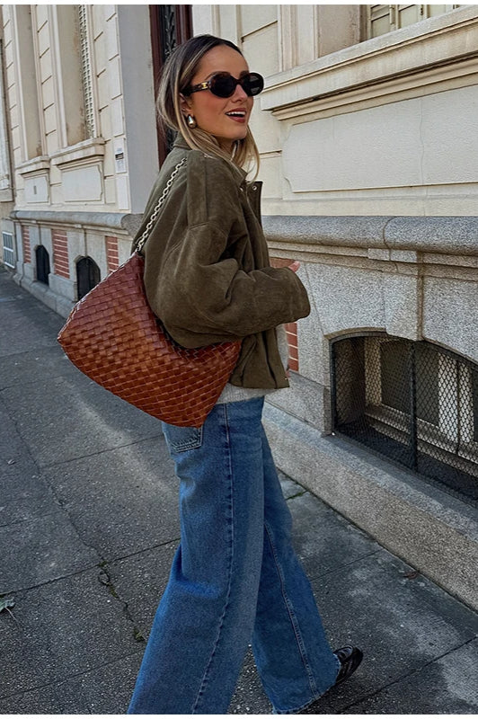 Suede Cropped ZipUp Jacket