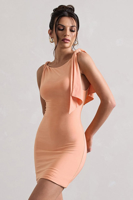 Solid Bodycon Twist Mini Party Dress