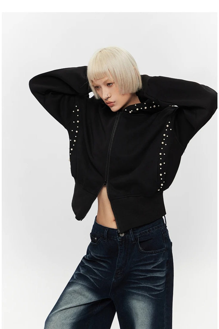 Pearl ZipUp Loose Hoodie
