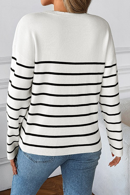 Ribbed VNeck Long Sleeve Sweater
