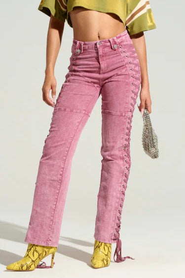 Trendy Drawstring Tie-Waist Stylish Denim Jeans