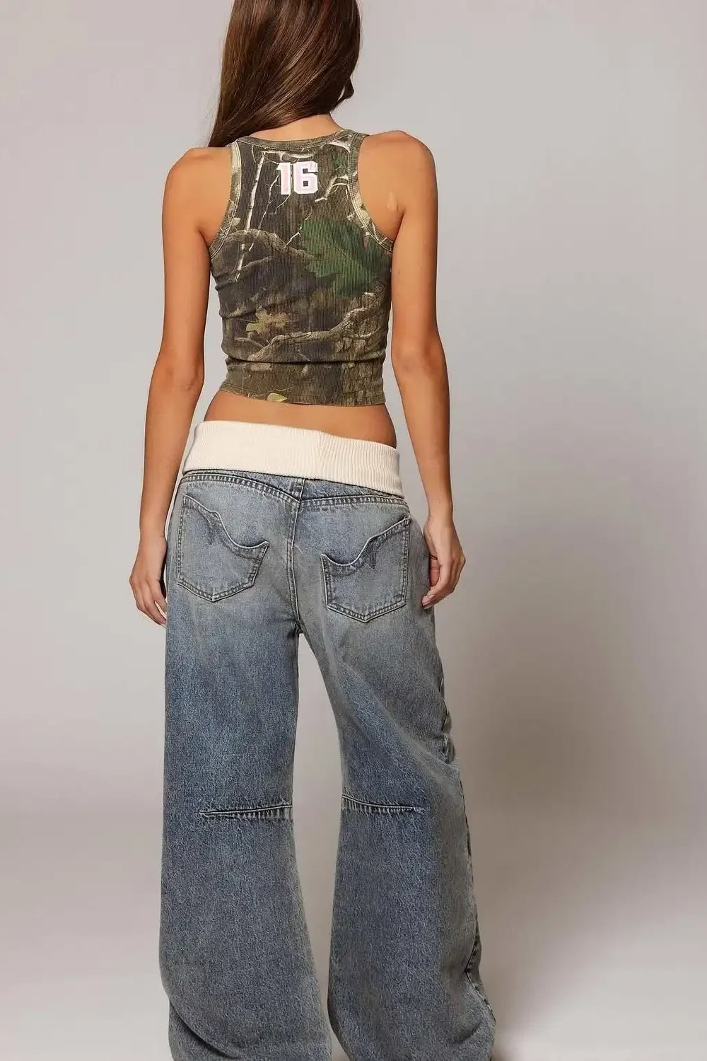 Y2K Hiphop Stitching Retro Wideleg Jeans