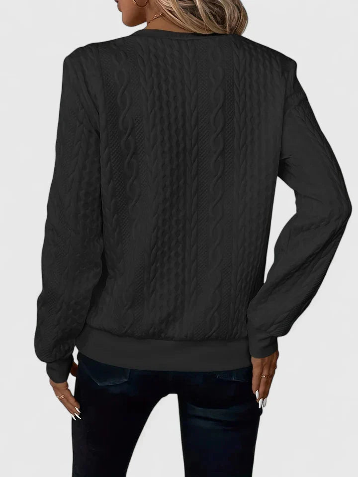Quarter Zip Cable Knit Textured Long Sleeve Sweater