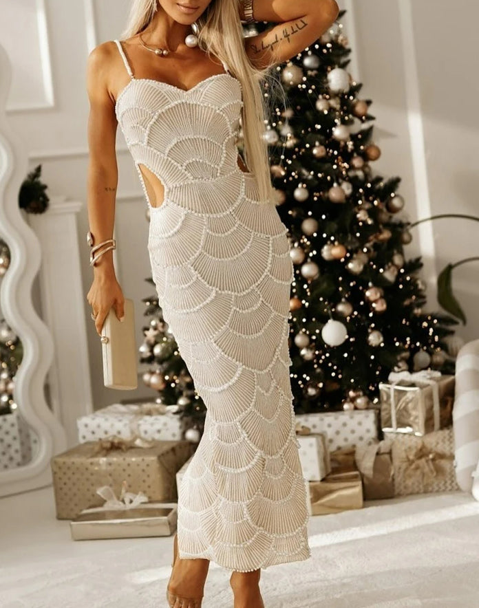 Sequins Beaded CutOut Midi Dress