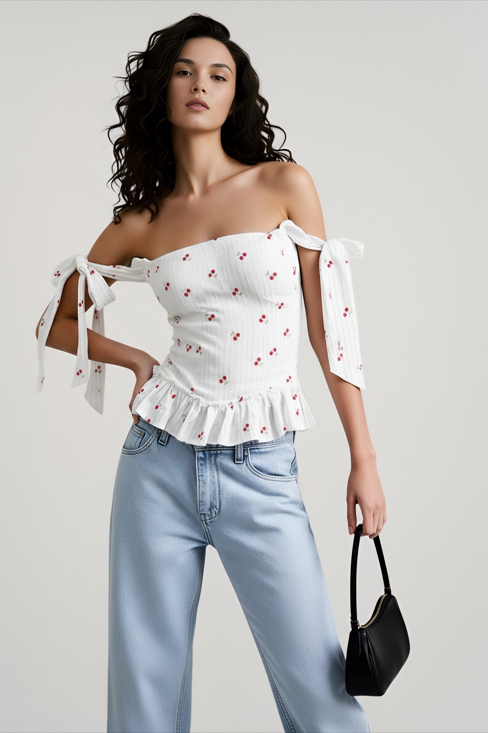 Print jacquard waist cami top