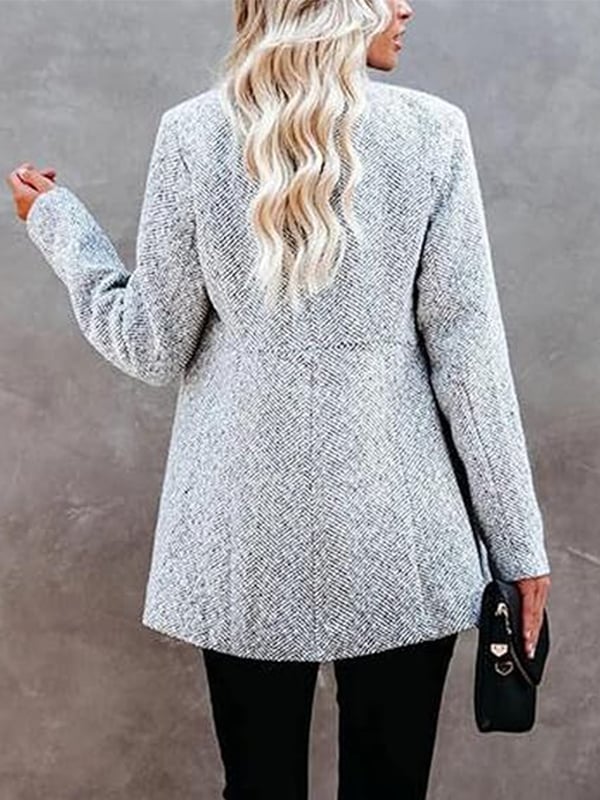 Solid Color Pocket Long Sleeve Open Front Coat
