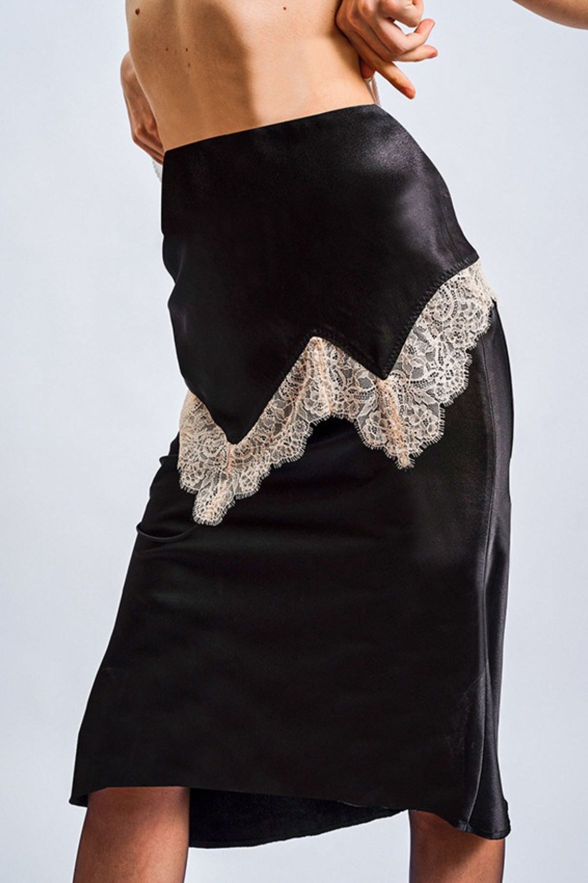 Colorblock Lace Slim Skirt
