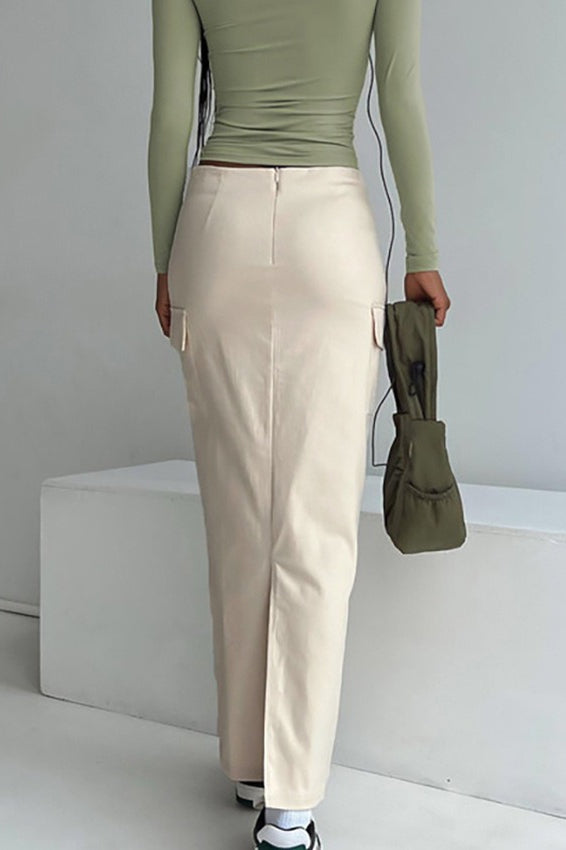 Slim-Fit Cargo Cotton Skirt