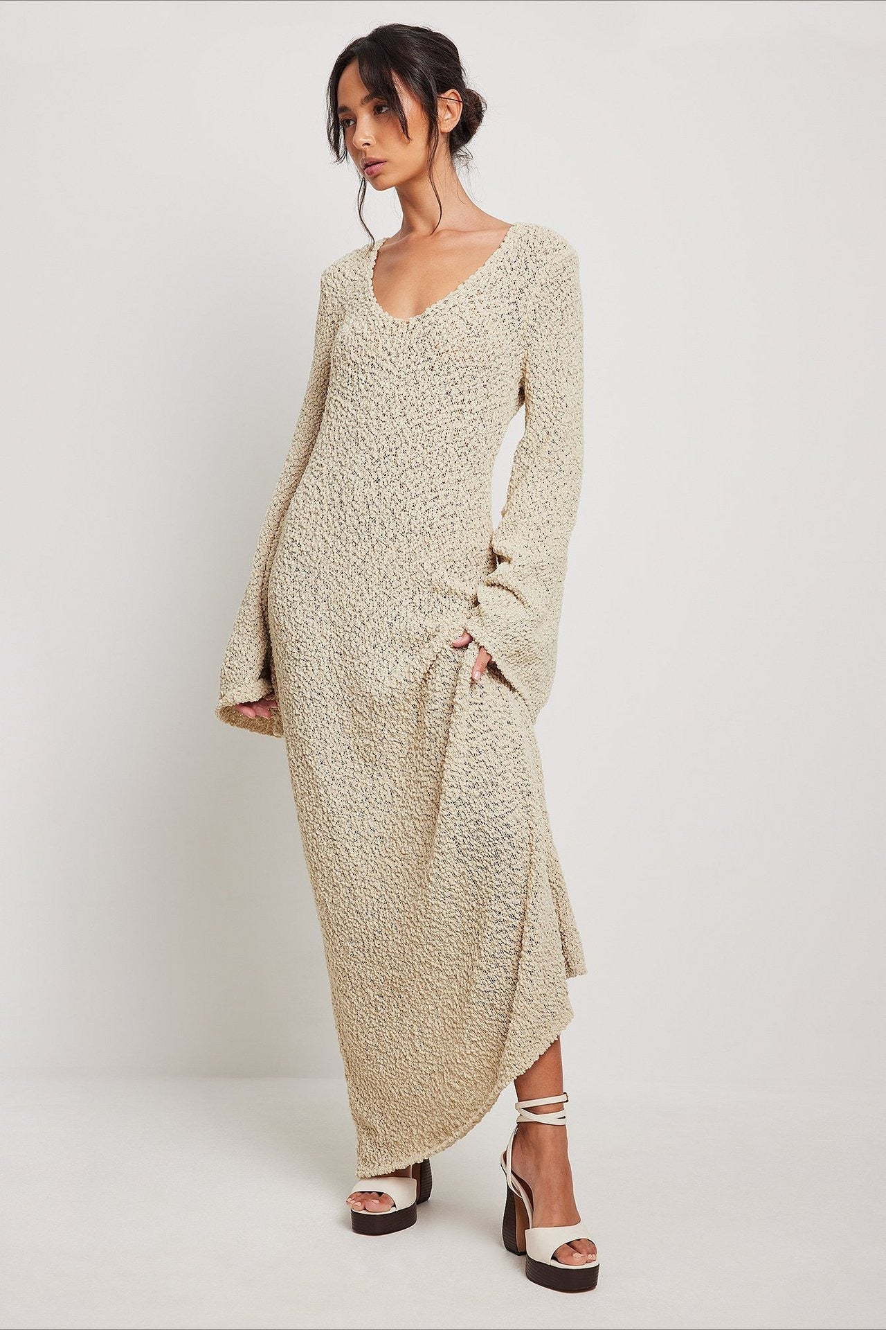 Beige Maxi Sweater Dress 3