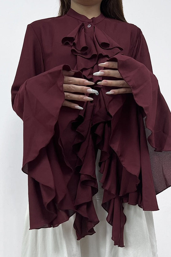 Ruffled Long-Sleeve Elegant Blouse
