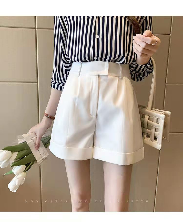 A-Line Seam-Detail White Shorts