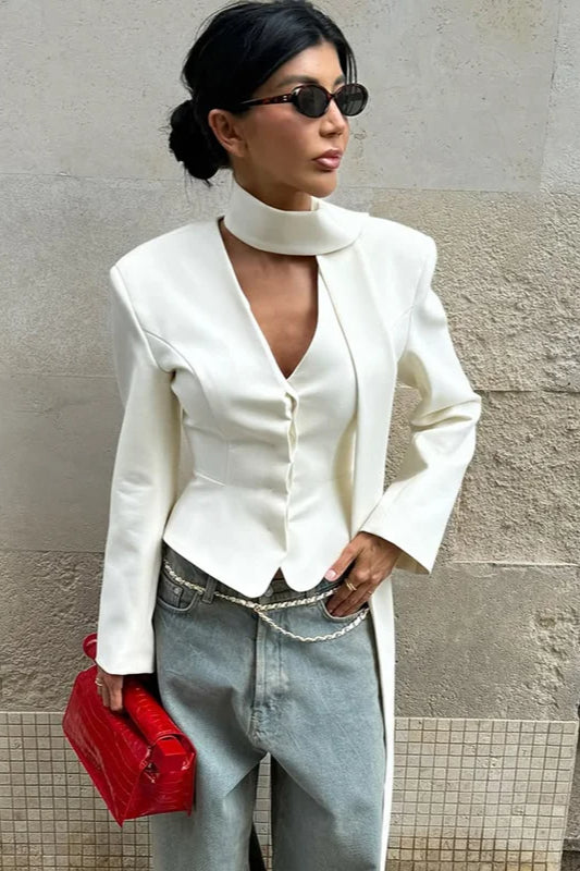 Elegant VNeck Office Blazer