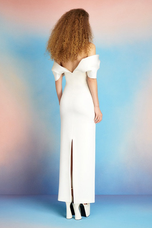 Off-Shoulder Slim Fitted Maxi Party Dress