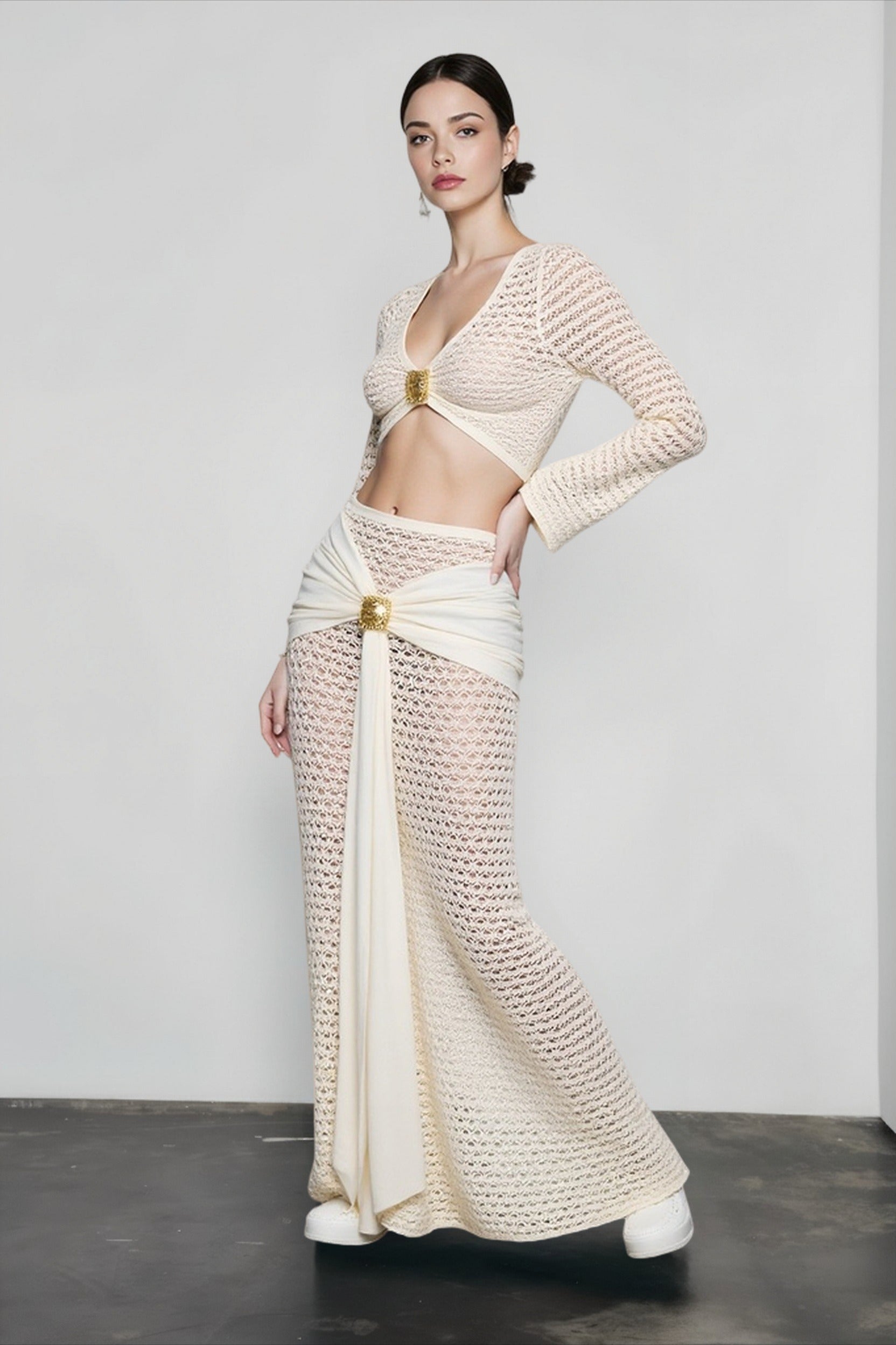 Sexy bodycon sheer cutout vacation set