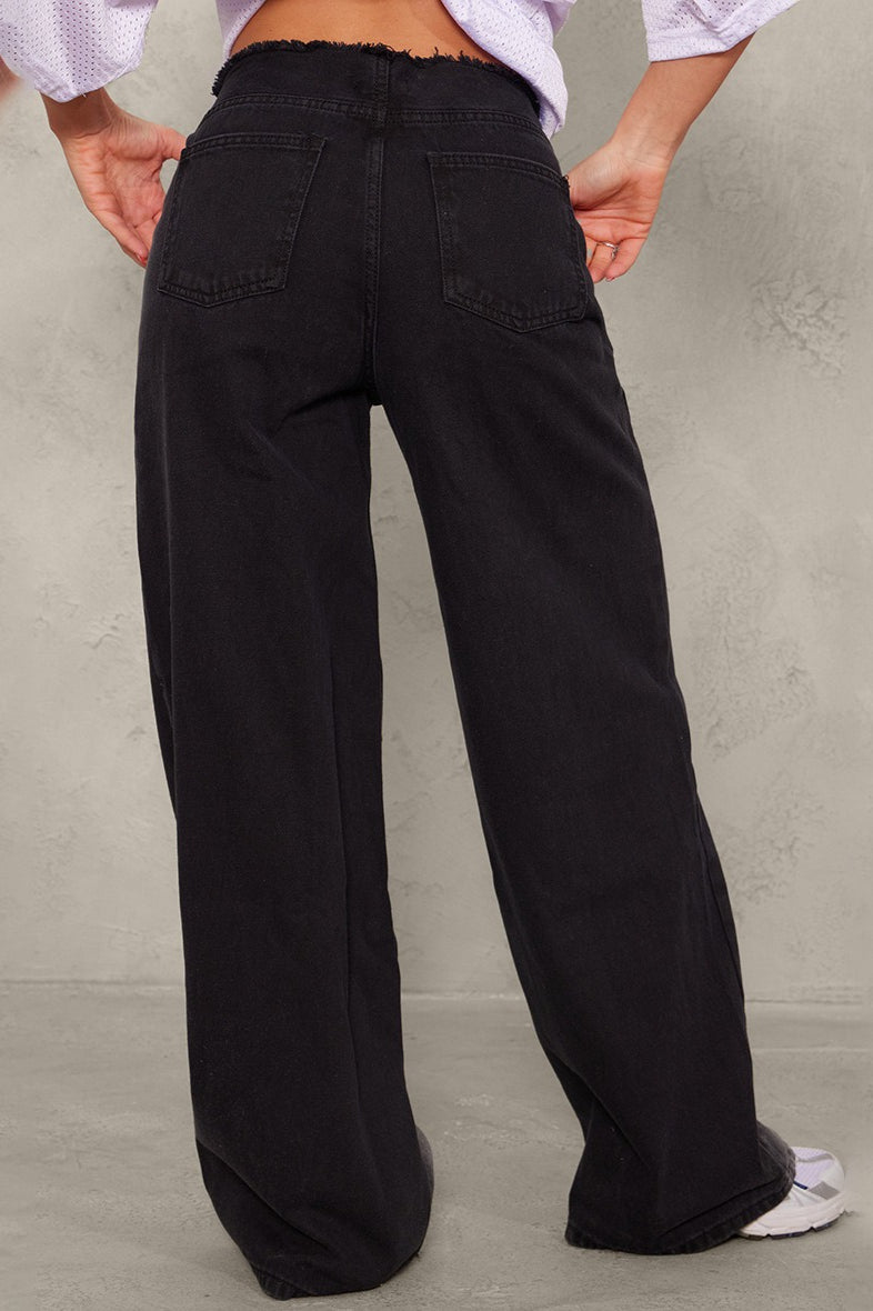 Ink Splatter Contrast Vintage Distressed Wide Leg Jeans