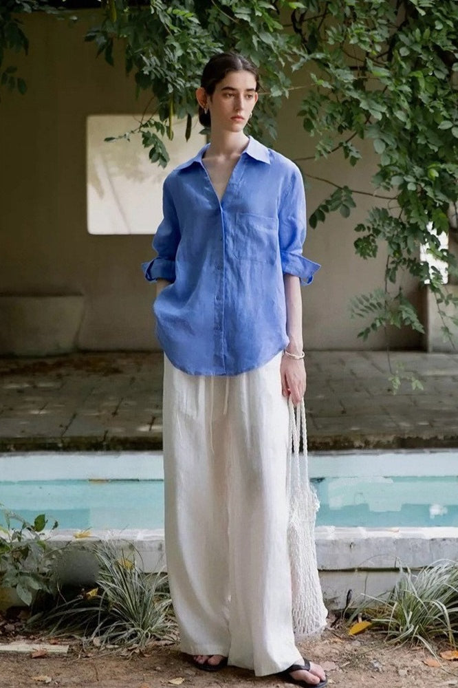 Linen Minimalist Relaxed Elastic Waist Pants