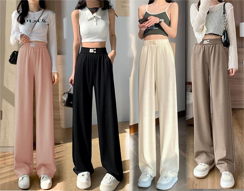 Pink High-Waisted Straight Slacks