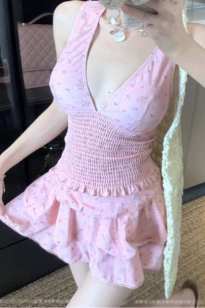 Sexy Ruched Skirted Two Piece Swim Set