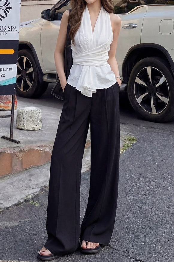 Linen Tailored Relaxed Straight Leg Pants