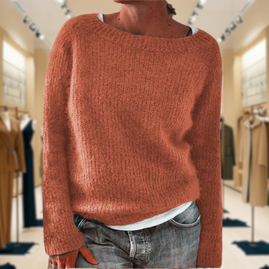 Boat Neck Ribbed Knit Long Sleeve Sweater 5