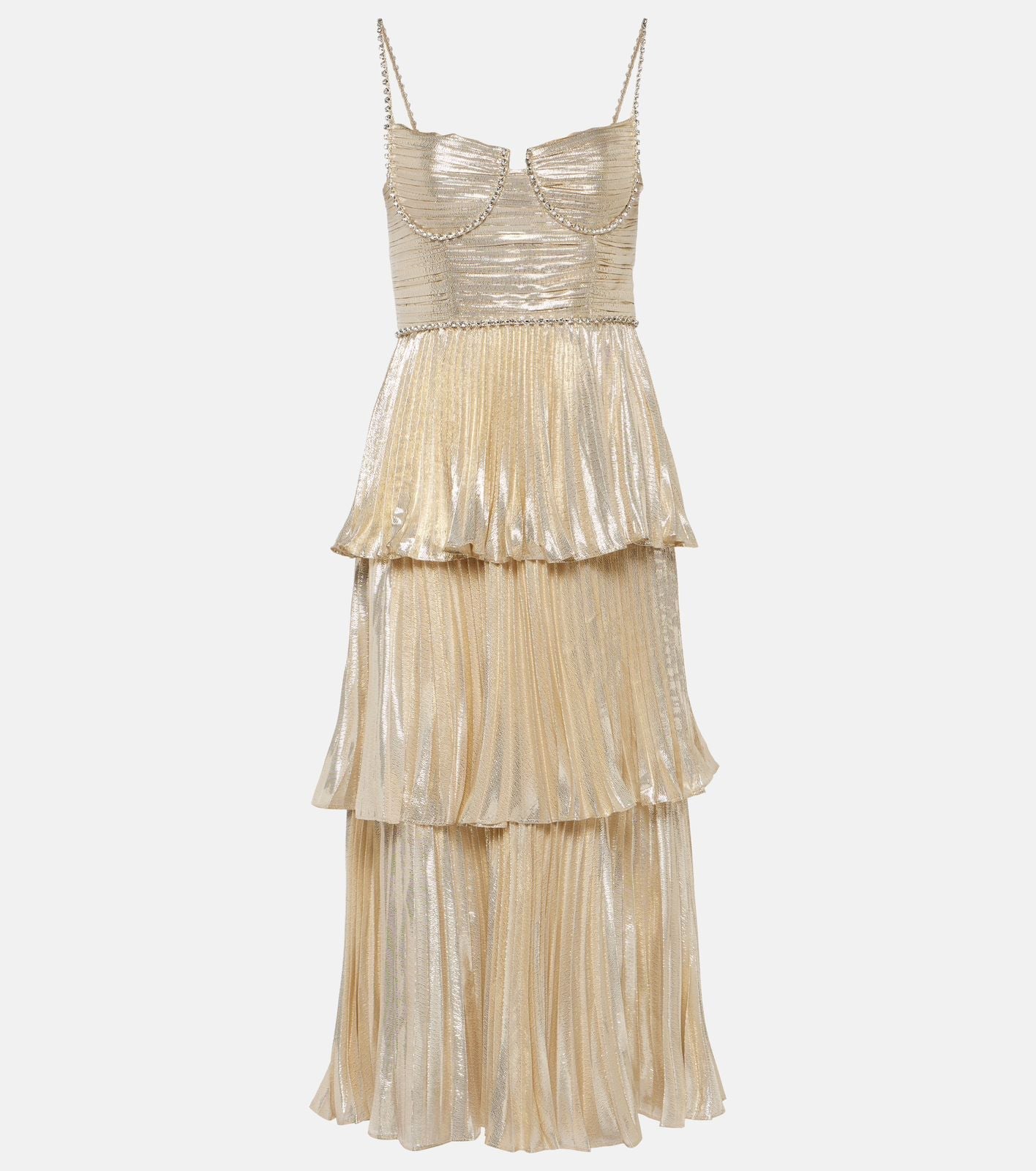 Party Ruffle Midi Dress Champagne