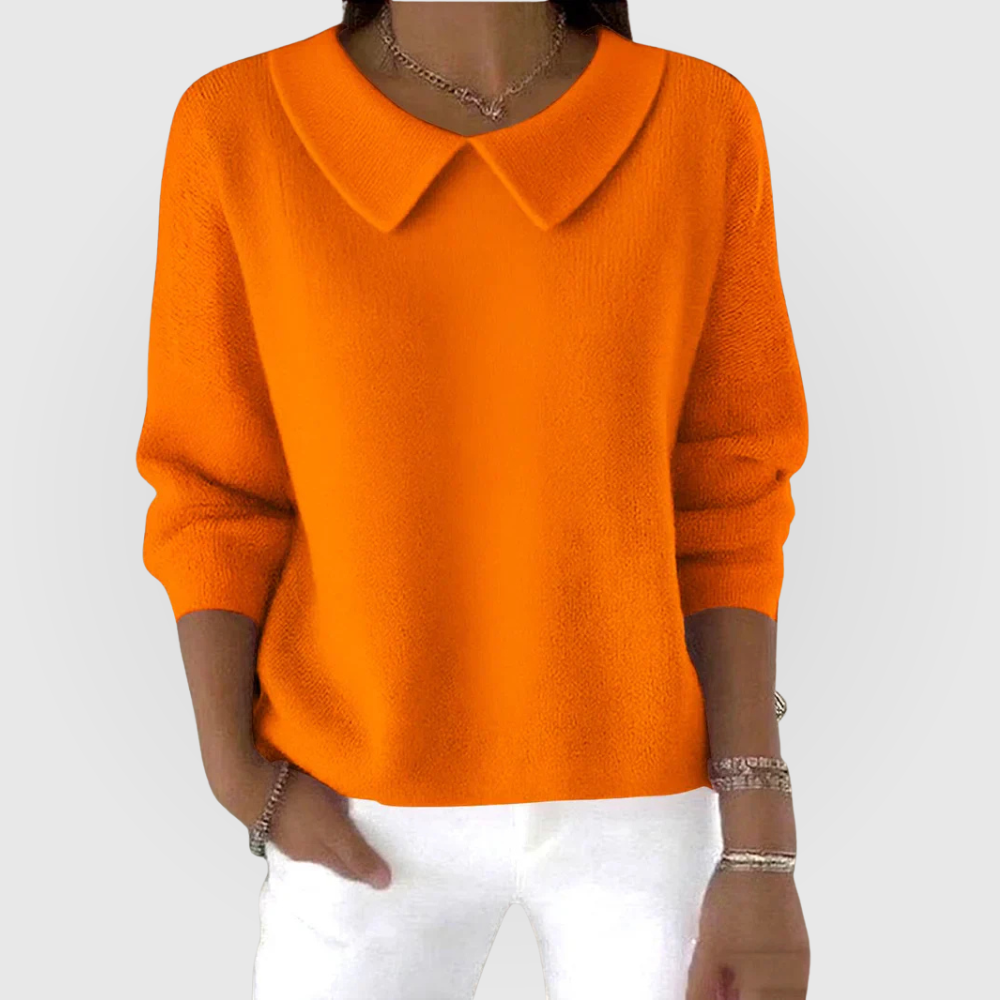 Doll Collar V-Neck Long Sleeve Knit Sweater