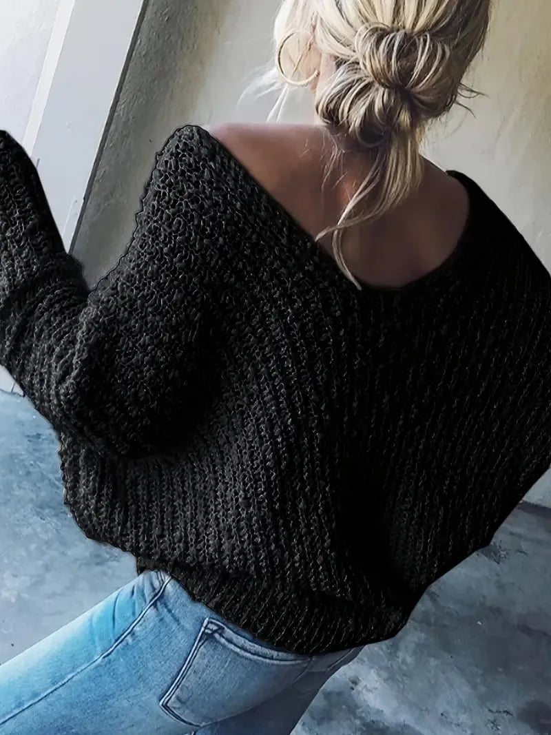 Off-the-Shoulder Sweater Loose Lightweight Pullover Top
