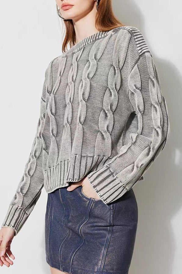 Vintage Cable Knit OffShoulder Sweater
