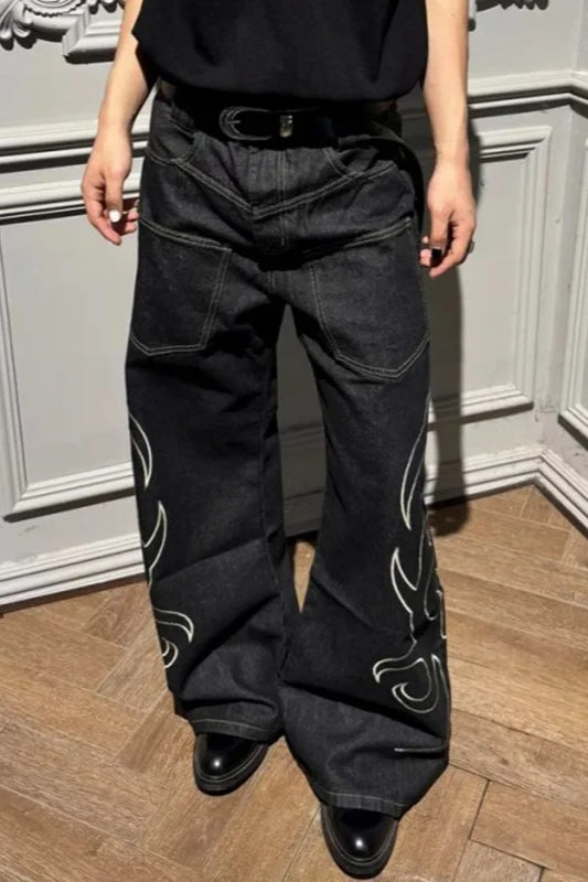 High Street WideLeg Printed Jeans