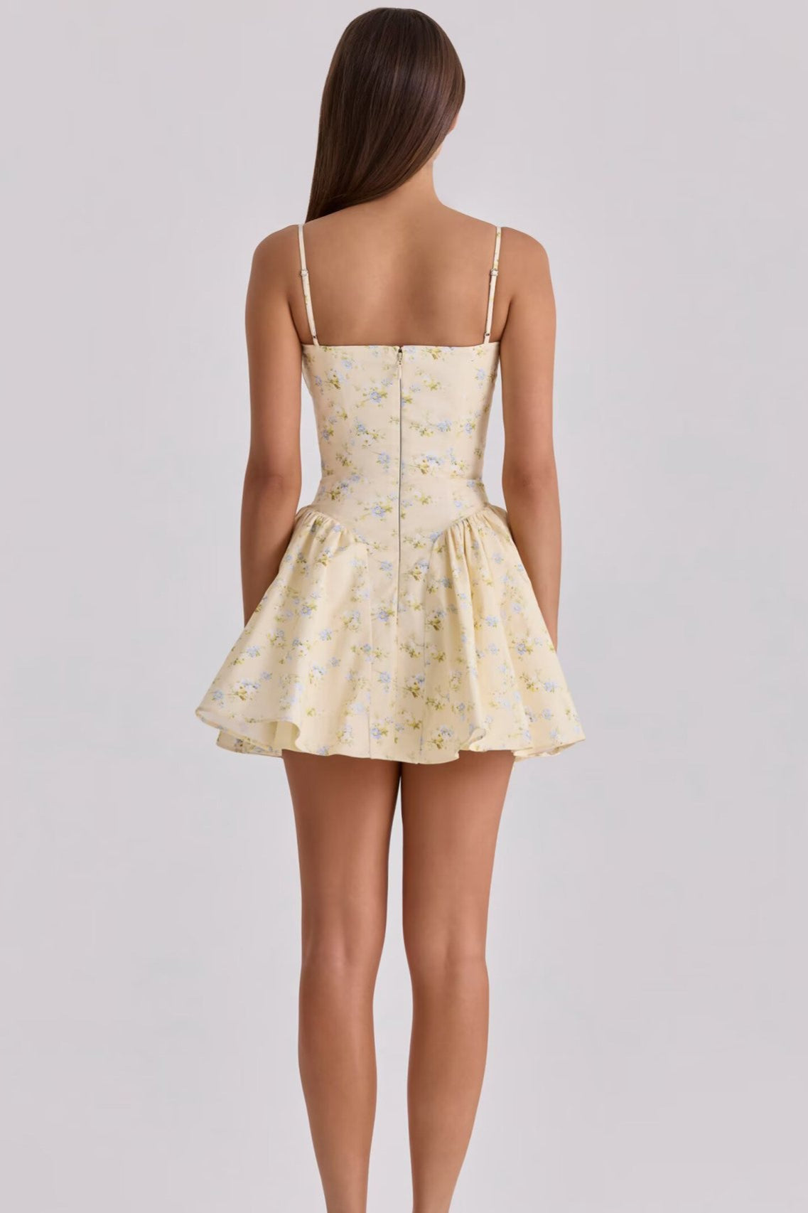 Strap Waist Puff Short Floral Dress