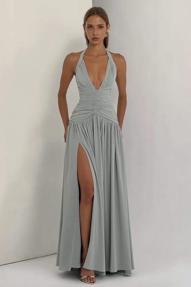 Halter Backless Slit Bodycon Party Dress