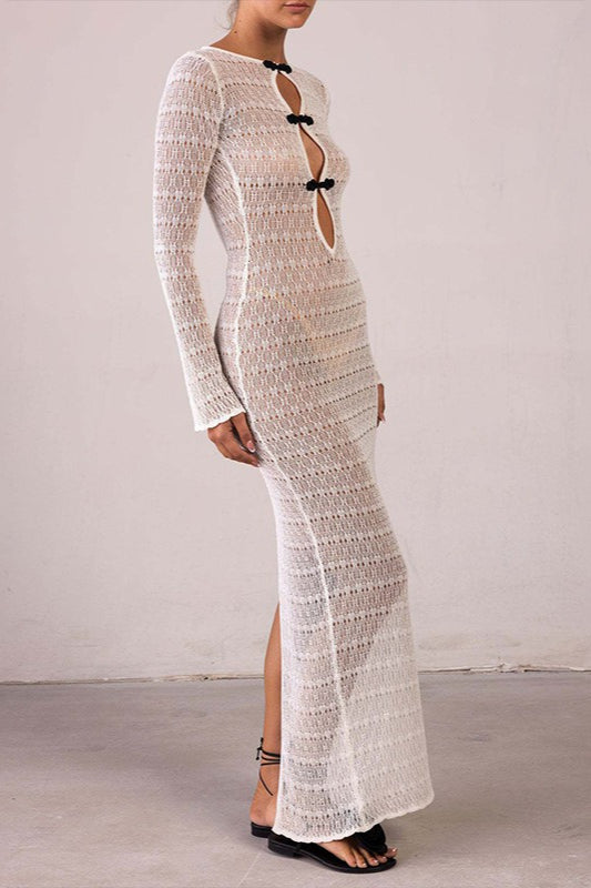 Cutout Split Bohemian FloorLength Sweater Dress