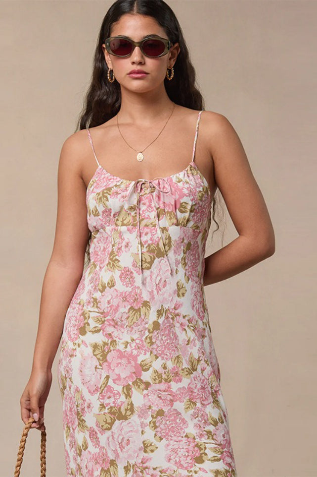 Spaghetti Strap Midi Slim Floral Dress
