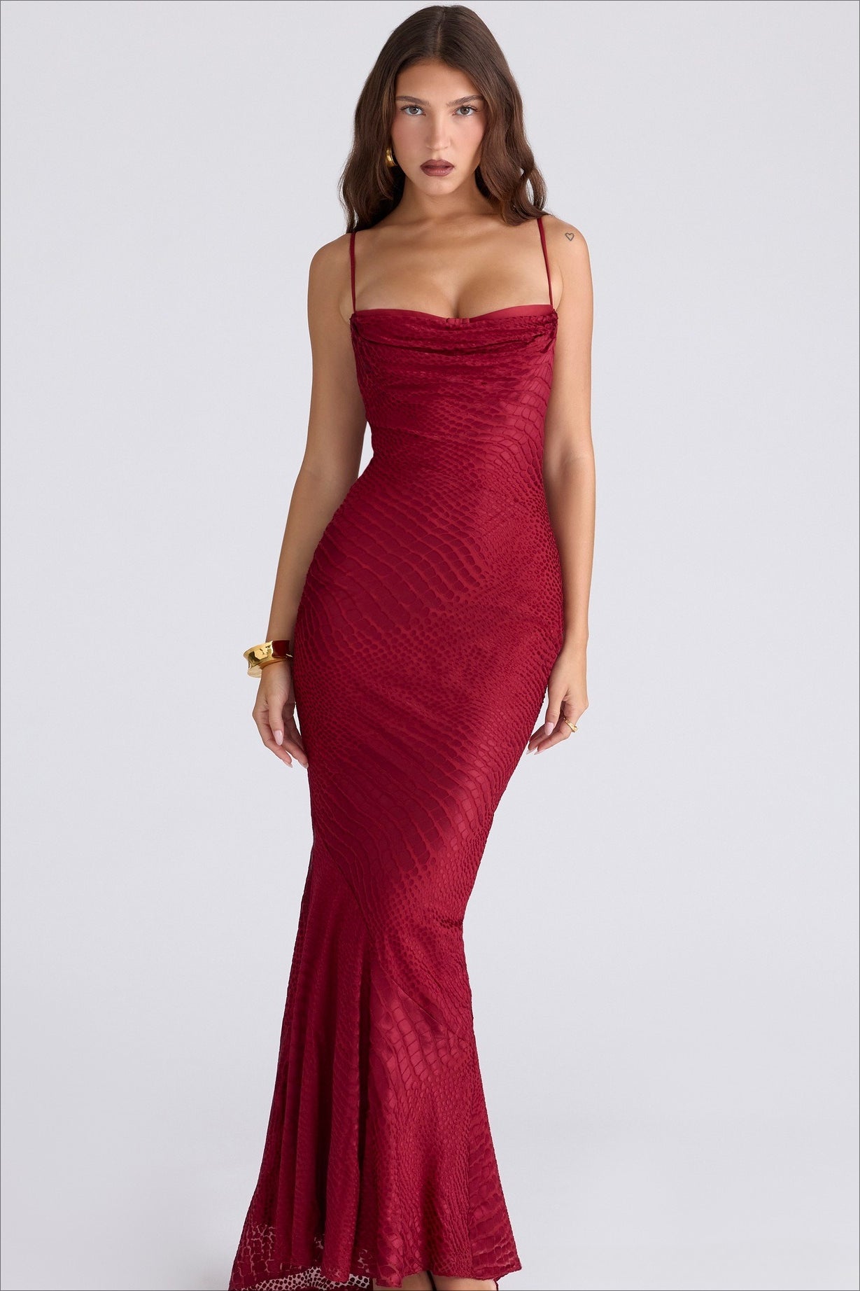 Crocodile Print Strapless Layered Bodycon Party Dres